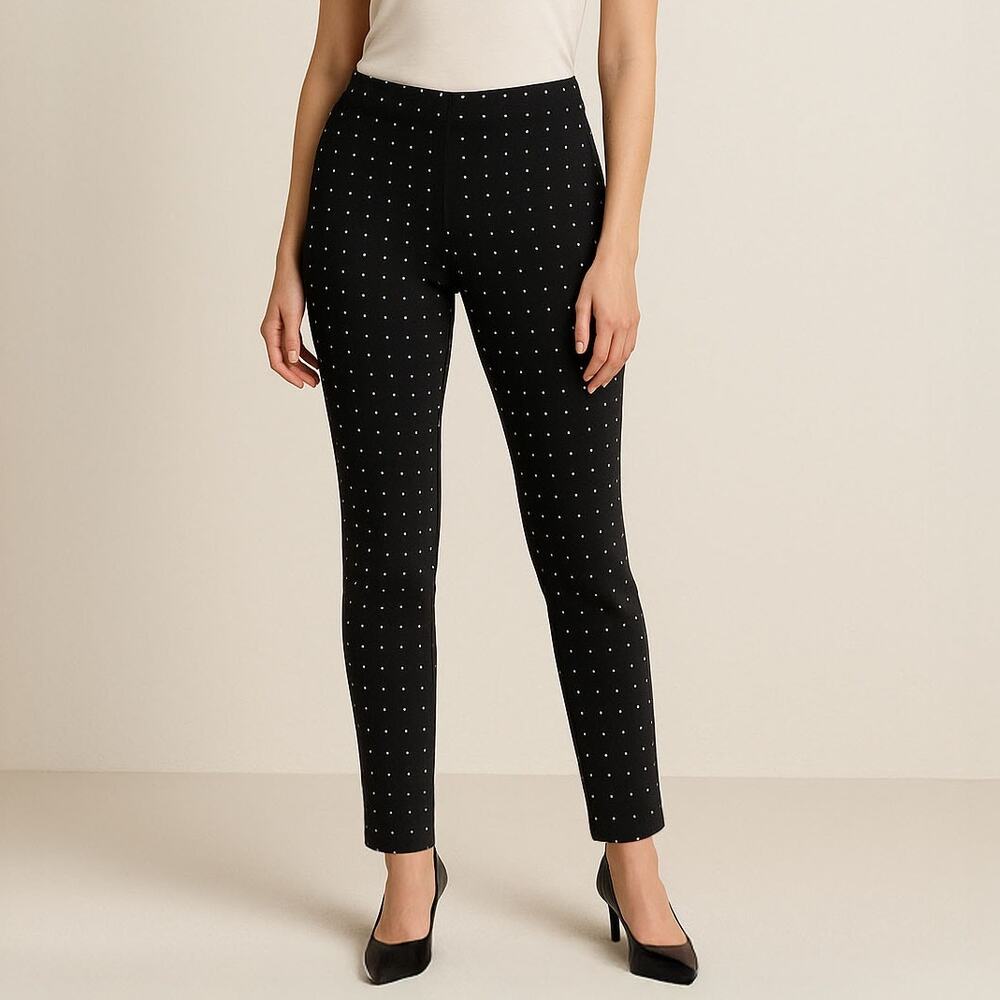 White House Black Market Slim Black White Dot Slim Pants Sz 4